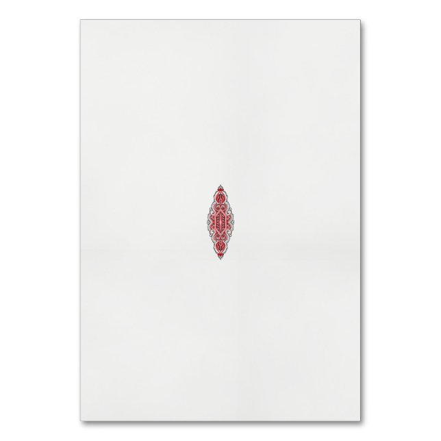 Numeração De Mesa design de um padrão vermelho e branco (Frente)