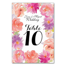 Numeração De Mesa Design floral de aquarela