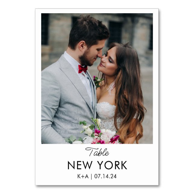 Numeração De Mesa Destino de Viagem de Casamento Foto e Nome  (Frente)