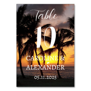 Numeração De Mesa Destino Tropical Costeira Sunset de Verão Elegante