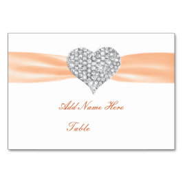 Numeração De Mesa Diamond Heart Orange Mesa Place Card