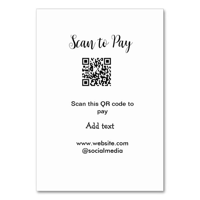 Numeração De Mesa Digitalizar para pagar digitalização código QR adi (Frente)