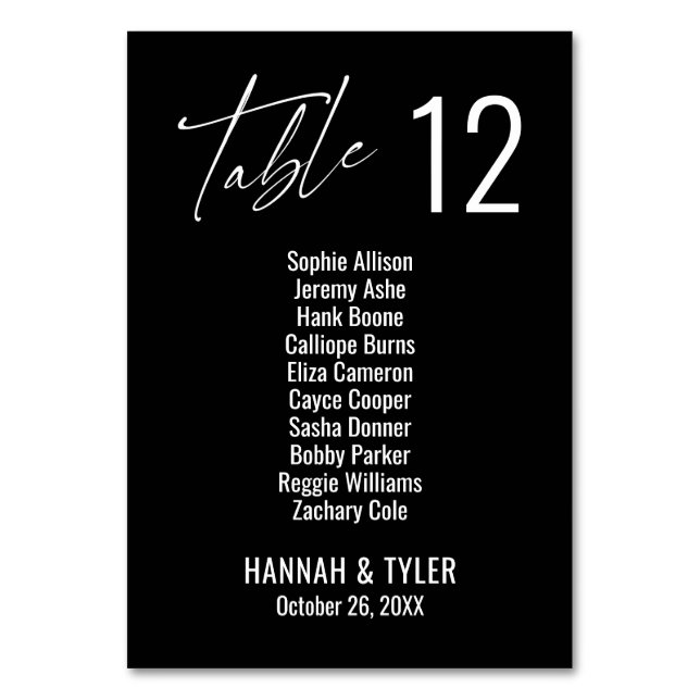 Numeração De Mesa Dígitos duplos pretos intermináveis e legantes (Frente)