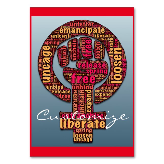 Numeração De Mesa direitos das mulheres 2017 levantou o punho Thunde (Frente)