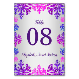 Numeração De Mesa Doce 16 Floco de Neve de inverno Aniversário