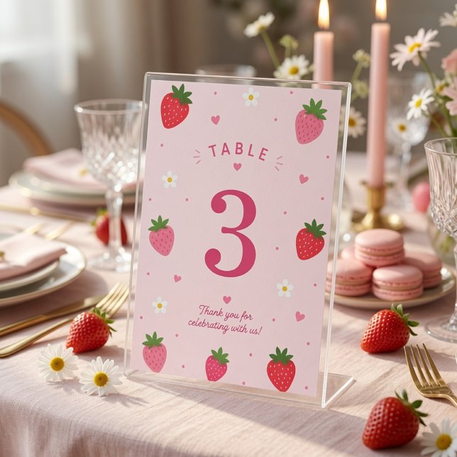 Numeração De Mesa Doce Morango Aniversário Rosa (Criador carregado)