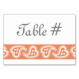 Numeração De Mesa Doces Corações de Paisley na Placa de Mesa de Cora