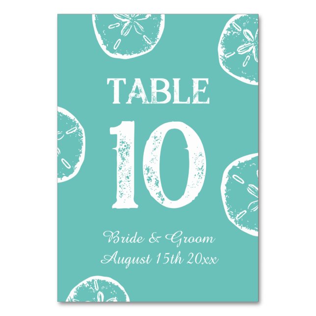 Numeração De Mesa Dólar de areia números de mesa de casamento na pra (Frente)