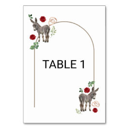 Numeração De Mesa Donkey Red Floral Rustic Wedding 