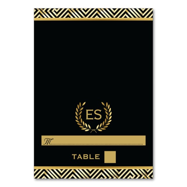 Numeração De Mesa Dourada chave grega e carta de casamento de laurel (Frente)