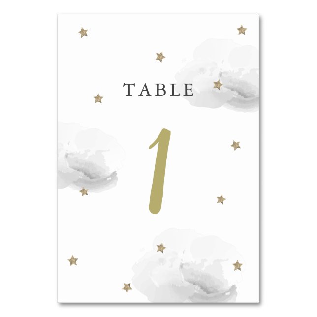 Numeração De Mesa Dourada Estrela e Nuvem de Cinzas (Frente)