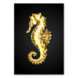 Numeração De Mesa Dourado Cavalo de Mar Poligonal