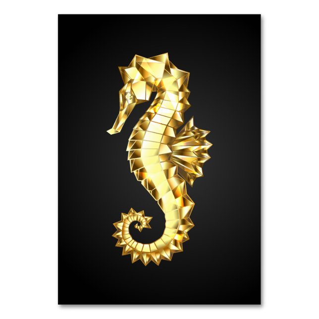 Numeração De Mesa Dourado Cavalo de Mar Poligonal (Frente)