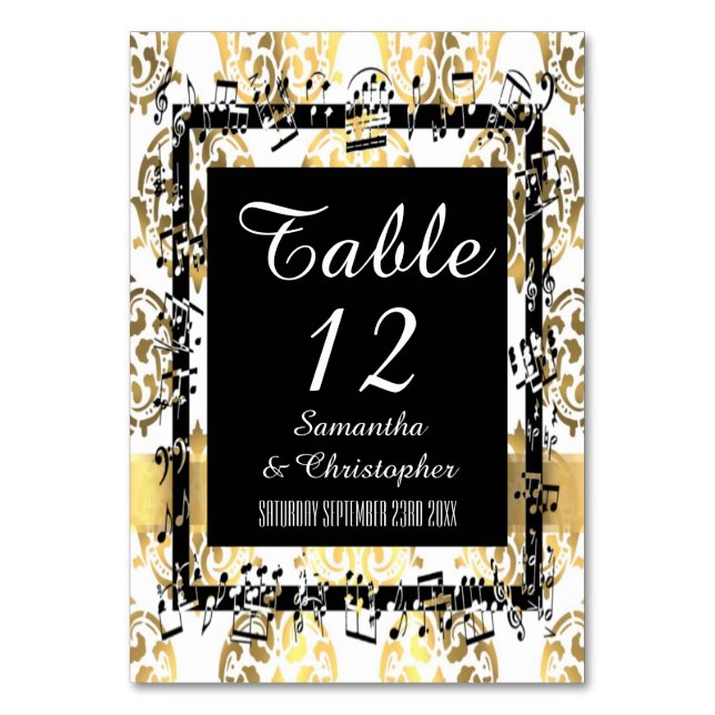Numeração De Mesa Dourado e branco, úmido e preto (Frente)