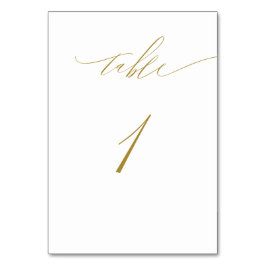 Numeração De Mesa Dourado E Minimalista Script Elegante Branco No 1
