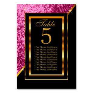 Numeração De Mesa Dourado e preto com brilho rosa - Número da tabela