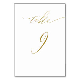 Numeração De Mesa Dourado Escrito Elegante Branco Minimalista N.º 9