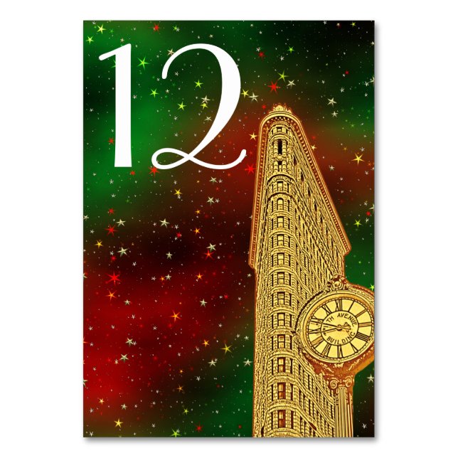 Numeração De Mesa Dourado Flatiron Building NYC Skyline Nº 2 Starry  (Verso)