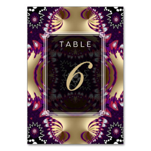 Numeração De Mesa Dourado Horário Tribal de Casamento Roxo+Cartão de