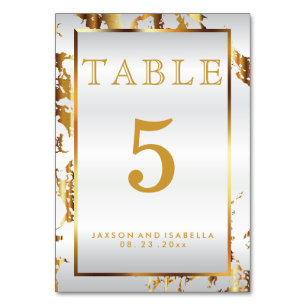 Numeração De Mesa Dourado mármore e branco-satin - Mesa