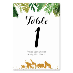 Numeração De Mesa Dourado safari animal Número da Tabela Moderna