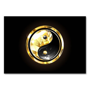 Numeração De Mesa Dourado Yin Yang a preto