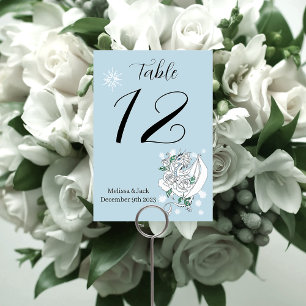 Numeração De Mesa Dragão Branco Flocos de Neve Azul