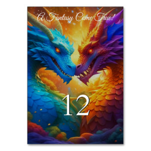 Numeração De Mesa Dragões Coloridos no Casamento do Amor