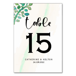 Numeração De Mesa Dreamy Watercolor Elegant Greenery Wedding