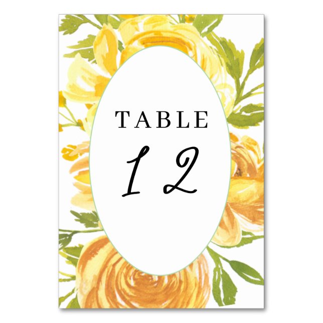 Numeração De Mesa Dreamy Yellow Rose Wedding (Frente)