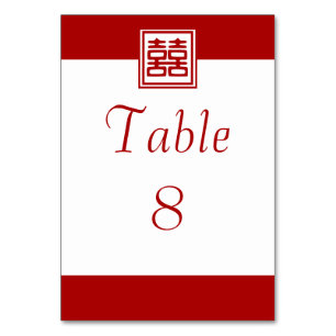 Numeração De Mesa Dupla Felicidade Vermelha Escura - Quadrada