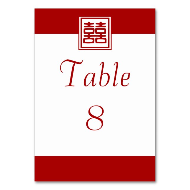 Numeração De Mesa Dupla Felicidade Vermelha Escura - Quadrada (Frente)