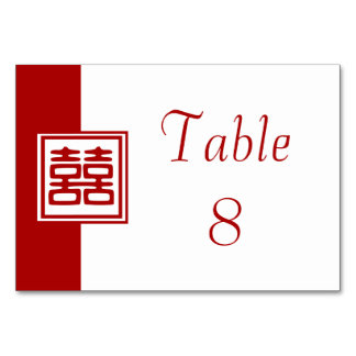 Numeração De Mesa Dupla Felicidade Vermelha Escura - Quadrada