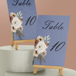 Numeração De Mesa Dusty Blue Boho Floral Wedding