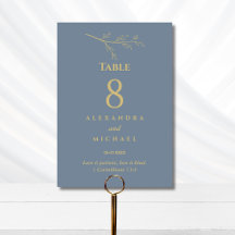 Dusty Blue Botanical Christian Wedding Table Nu