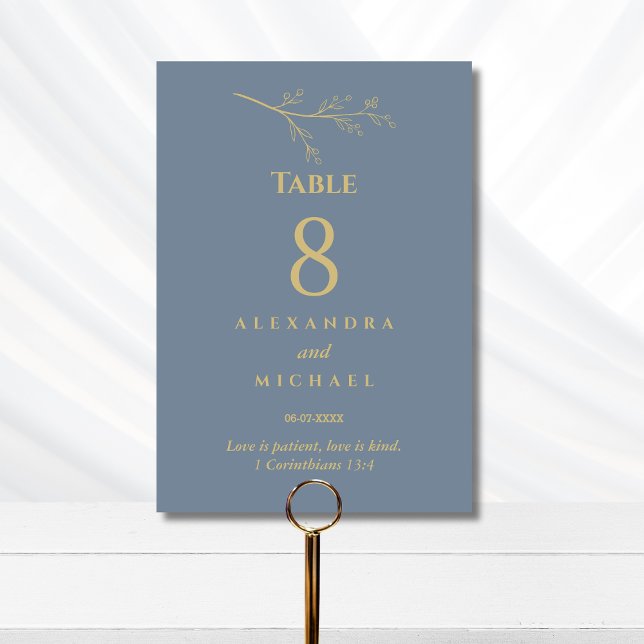 Numeração De Mesa Dusty Blue Botanical Christian Wedding    Table Nu (Criador carregado)