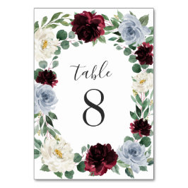 Numeração De Mesa Dusty Blue e Burgundy - Casamento outono de amora