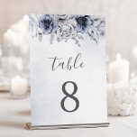 Numeração De Mesa Dusty Blue E Marinho Floral Elegante<br><div class="desc">Números elegantes da mesa de casamento floral moderna,  com flores poeirentas de cor azul-d'água com caligrafia manuscrita.</div>
