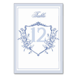 Numeração De Mesa Dusty Blue Elegant Vintage Rosas Crest Casamento