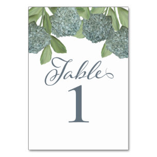 Numeração De Mesa Dusty Blue Hydrangea Número de Casamento Floral