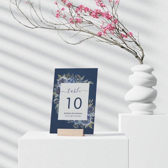 Numeração De Mesa Dusty Blue Marinho Champagne Casamento de Marfim (Dusty Blue Navy Champagne Ivory Wedding Supplies)