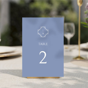 Numeração De Mesa Dusty Blue Modern Floral Monograma Casado