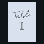 Numeração De Mesa Dusty Blue Script Wedding<br><div class="desc">Número da Tabela de Casamento. Fundo azul empoeirado. Script.</div>