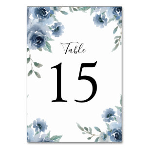 Numeração De Mesa Dusty Blue Slate Greenery Floral Geométrico