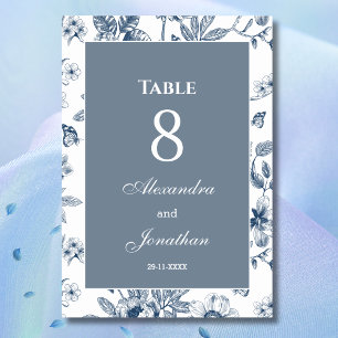 Numeração De Mesa Dusty Blue Vintage Casamento Floral Francês