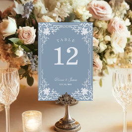 Numeração De Mesa Dusty Blue Vintage Ornamentado antigo Casamento el