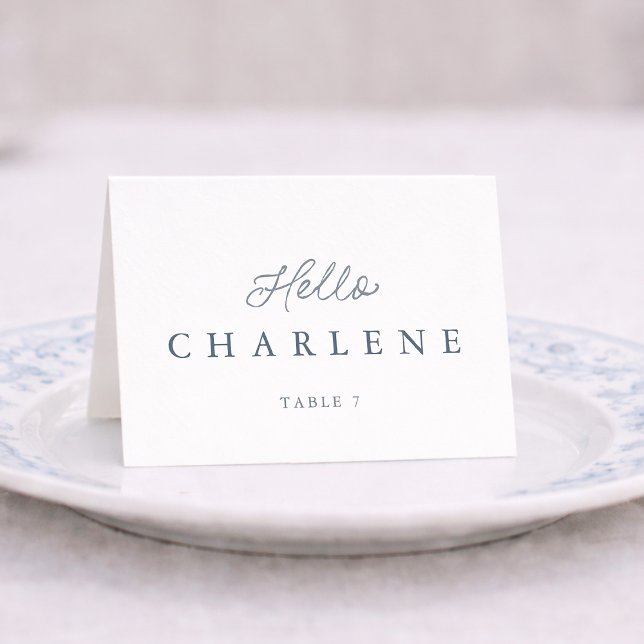 Numeração De Mesa Dusty Blue Wedding Place Card with Table Number (Criador carregado)