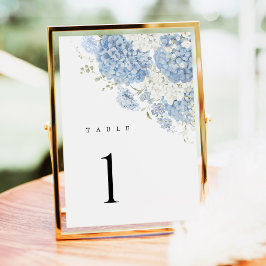 Numeração De Mesa Dusty Blue White Hydrangea Watercolor Table Number