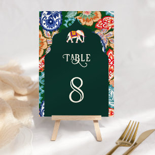 Numeração De Mesa Elefante Arte Popular Indiana Verde Esmeralda Casa
