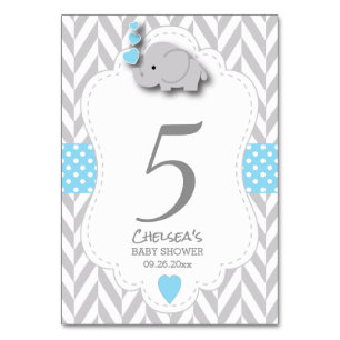 Numeração De Mesa Elefante azul e Cinza - Placa de Mesa